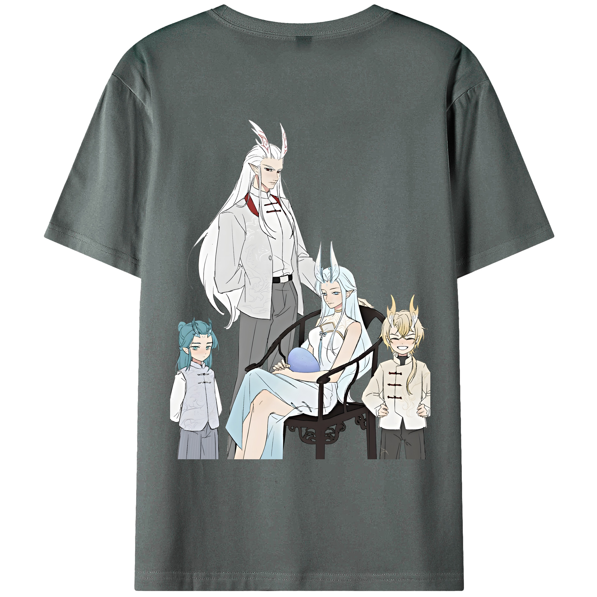 （画像用） Ne Zha 2 ナタ 魔童の大暴れ 綿100％ メンズ半袖Tシャツ（バックプリント） 通気性